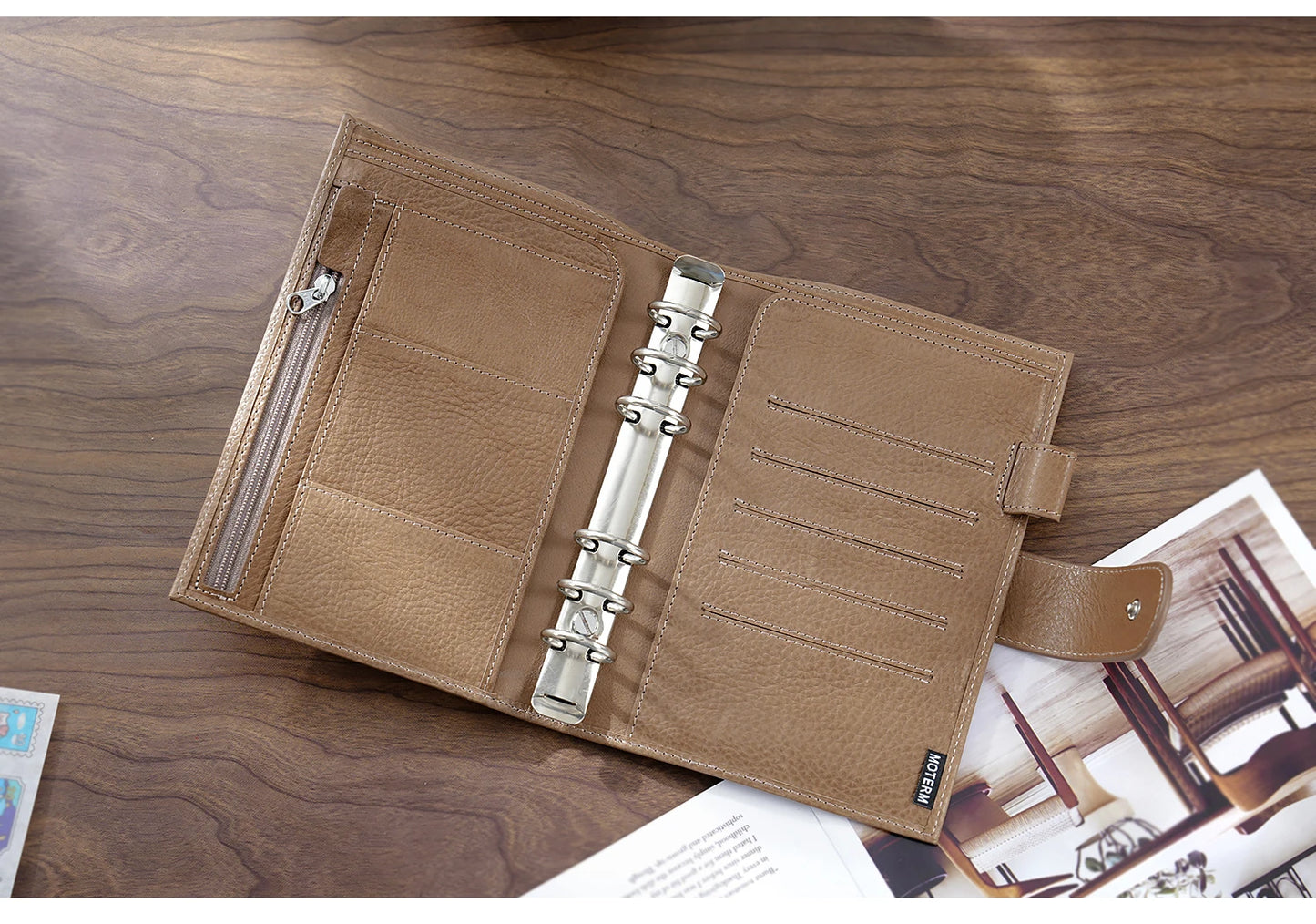 Full Grain Leather Planner with Rings – Personal Size Organizer