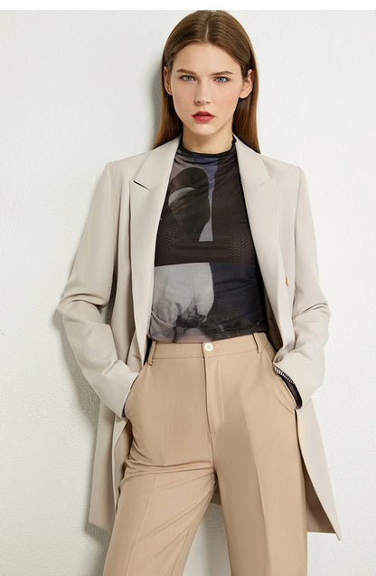 Women’s Long Sleeve Mesh Print T-Shirt – Slim Trendy Spring Top
