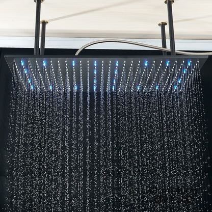 Black LED Rainfall Shower Head | Remote Control Ceiling Waterfall Tap
