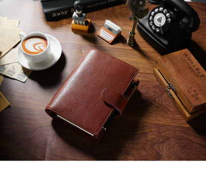 Full Grain Leather Planner with Rings – Personal Size Organizer