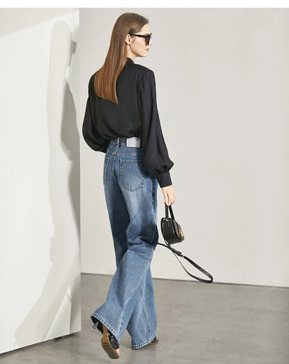 Women’s Vintage Loose Wide Leg Denim Jeans – Casual Spring Pants