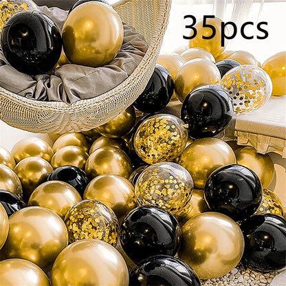 16pcs Black Metallic Sequin Balloons – Party & Event Decor