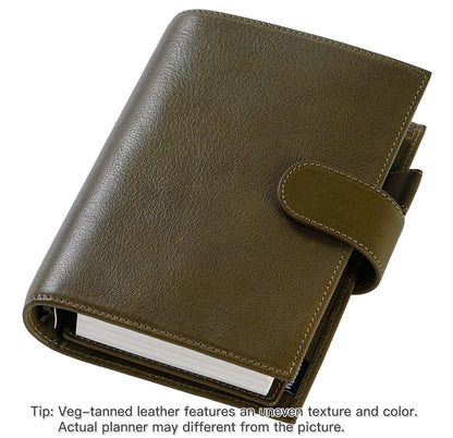 Full Grain Leather Planner with Rings – Personal Size Organizer