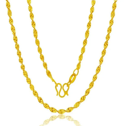 Yellow Gold Plated Wave Chain Necklace – 45cm Snake, Box, O Links