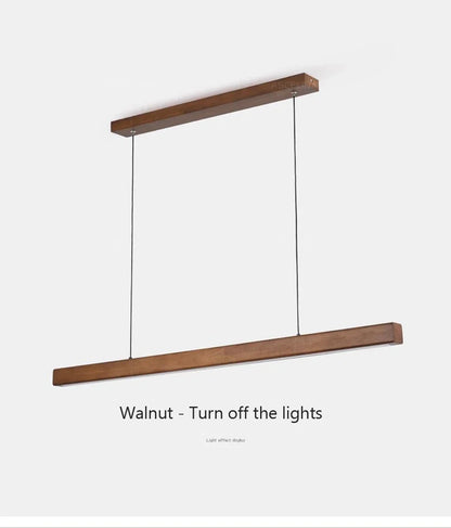 Nordic Wood LED Pendant Light – Long Strip Dining Table Fixture