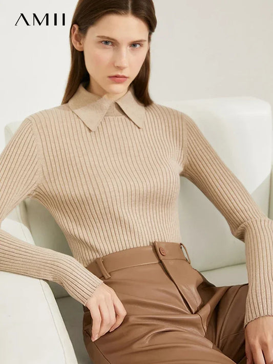 Women’s Slim Fit Striped Sweater – Autumn Office Basic Knitted Top