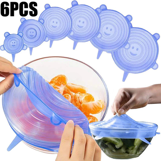 6pcs Silicone Food Covers – Reusable Airtight Stretch Lids Set