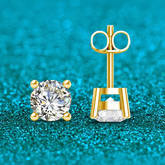 18K Real Gold Earrings with Moissanite Diamonds – Luxurious Gift