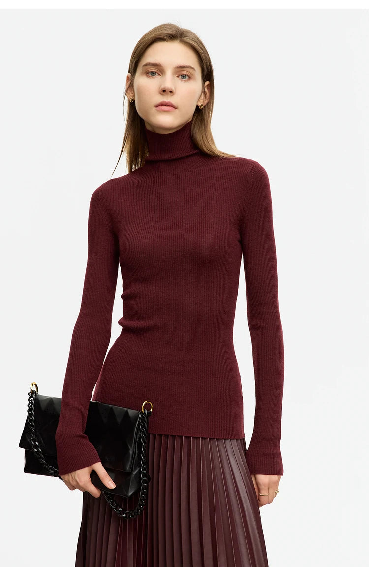 Women’s Slim Fit Turtleneck Sweater – Warm High Elastic Pullover