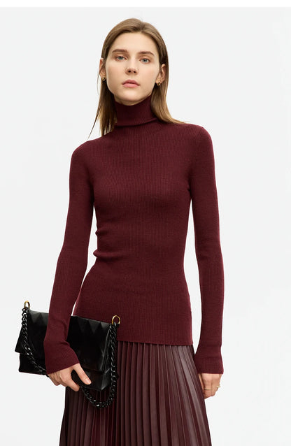 Women’s Slim Fit Turtleneck Sweater – Warm High Elastic Pullover