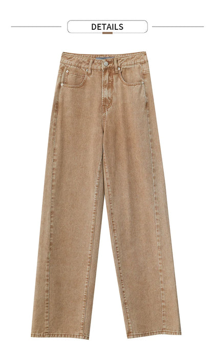 Women’s Retro Wide-Leg Jeans – Loose Straight Cotton Denim Pants