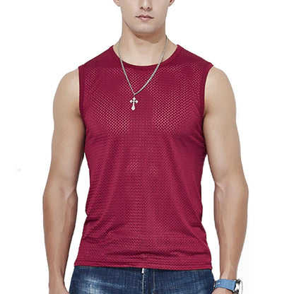 Men’s Ice Silk Mesh Tank Top Bodybuilding Fitness Vest