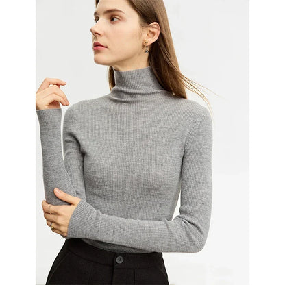 Women’s Slim Fit Turtleneck Sweater – Warm High Elastic Pullover