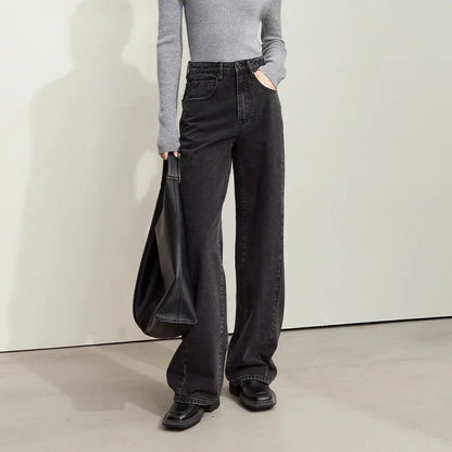 Women’s Retro Wide-Leg Jeans – Loose Straight Cotton Denim Pants