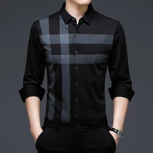 Men’s Striped Vintage Shirt – Long Sleeve Spring/Autumn Casual Top