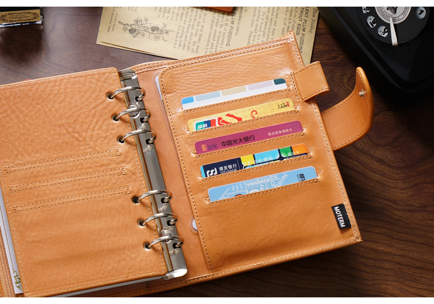 Full Grain Leather Planner with Rings – Personal Size Organizer