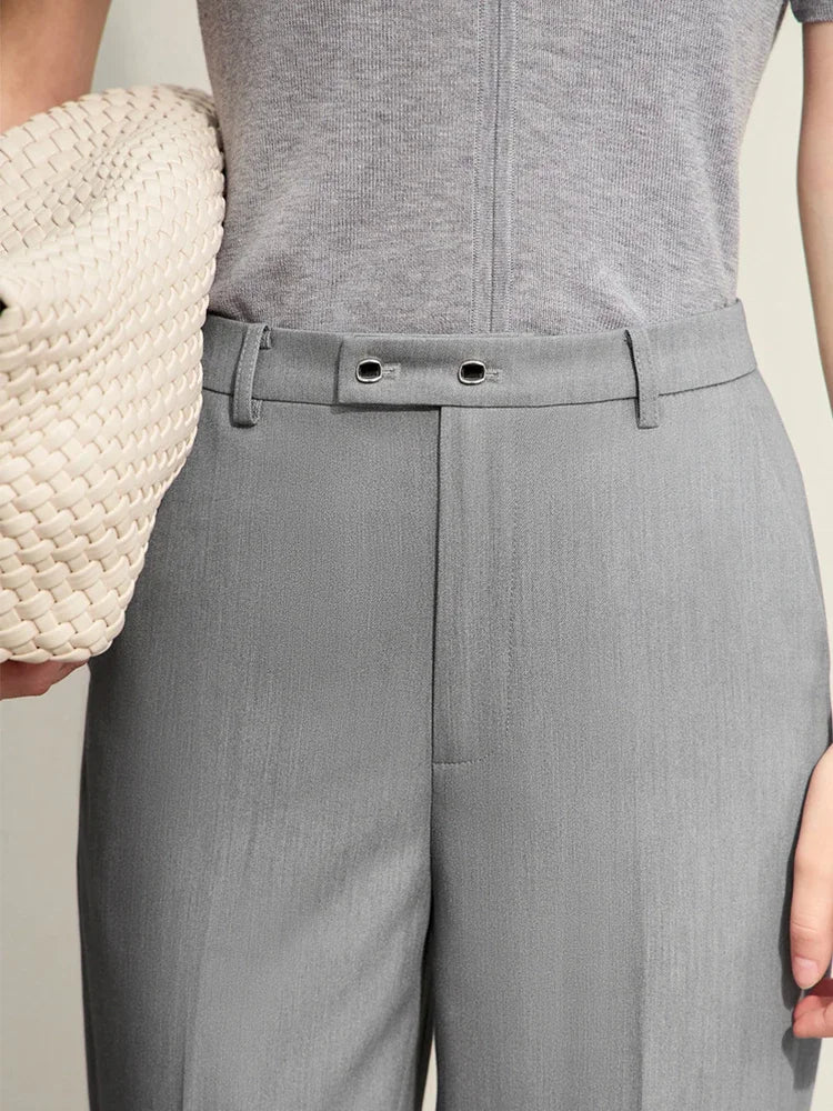 Women’s Straight Casual Pants – Summer Elastic Waist Office Wear