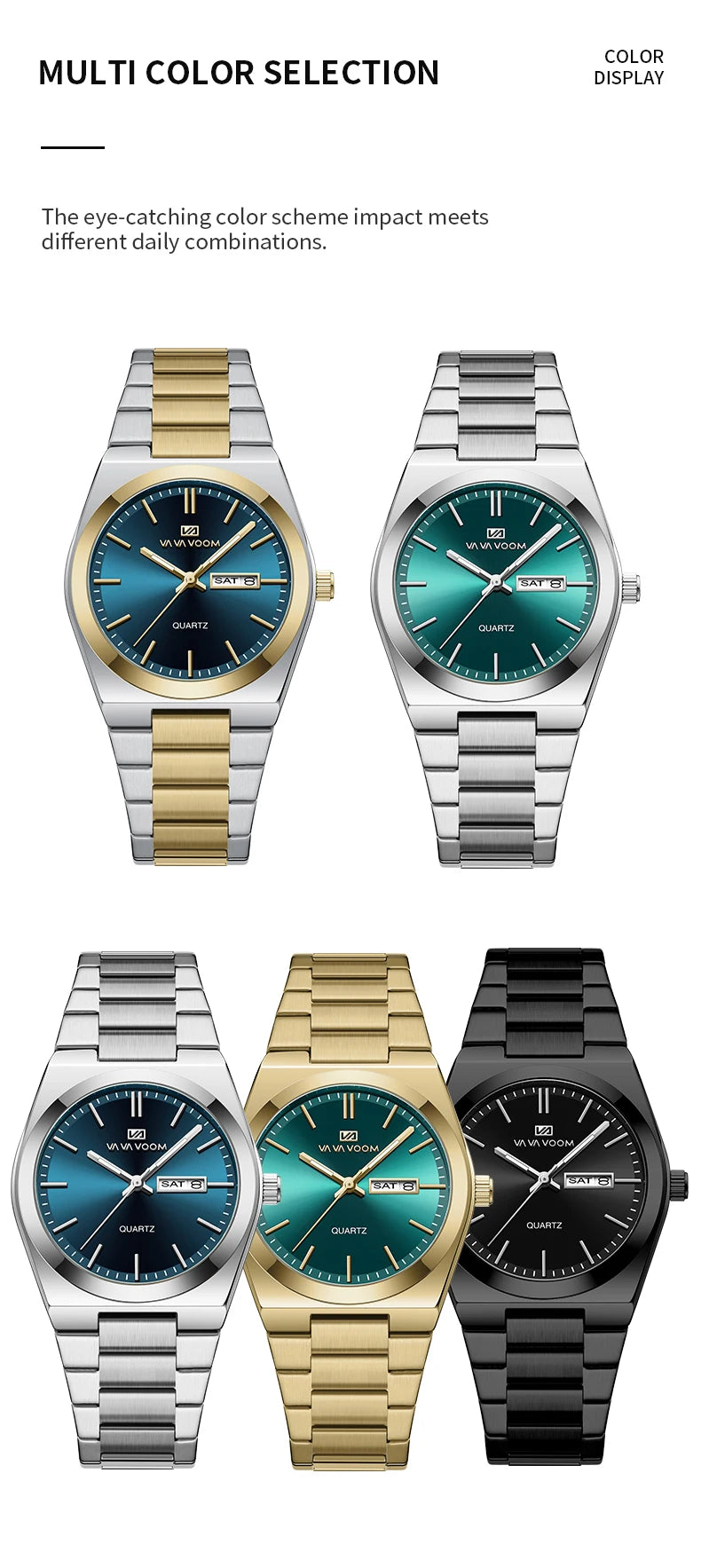 Men’s Stainless Steel 40mm Quartz Watch – Double Calendar & Waterproof