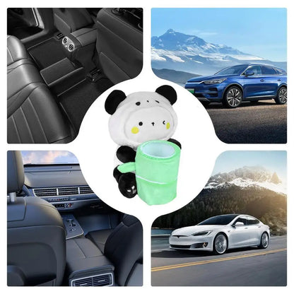 Cute Plush Animal Car Tissue Box & Trash Can Storage Organizer