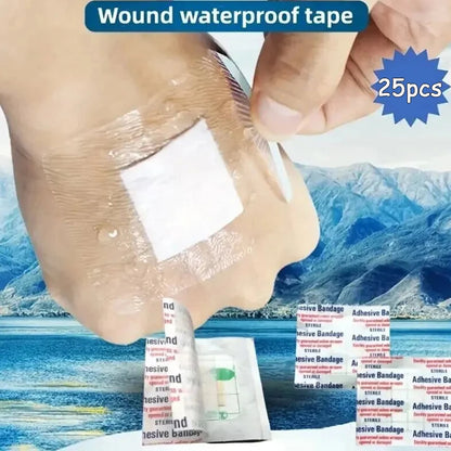 25pcs Waterproof Square Bandages for Children – First Aid Wound Care