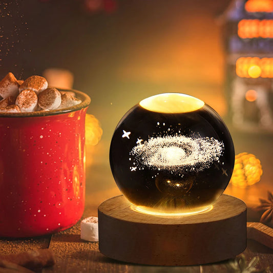 USB LED Galaxy Crystal Ball Lamp – 3D Moon Planet Night Light