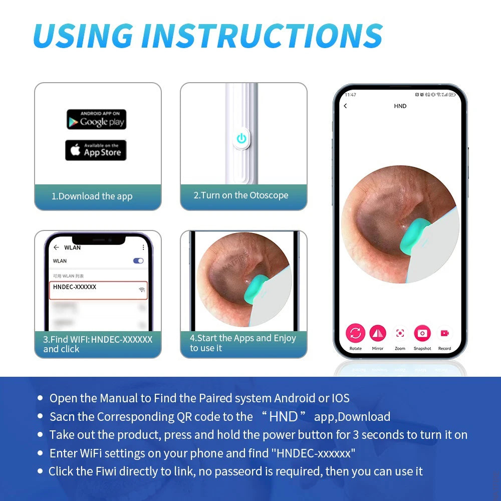 Smart Visual Ear Cleaner with Camera & LED Light for Ear Wax Removal