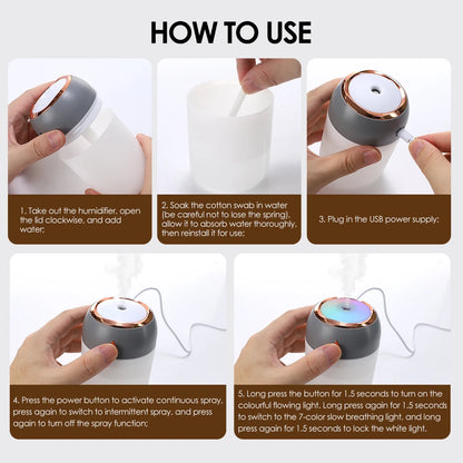 Mini Air Humidifier USB Colorful Light