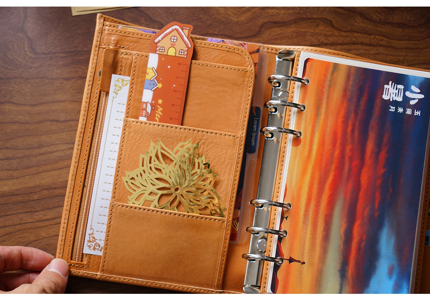 Full Grain Leather Planner with Rings – Personal Size Organizer