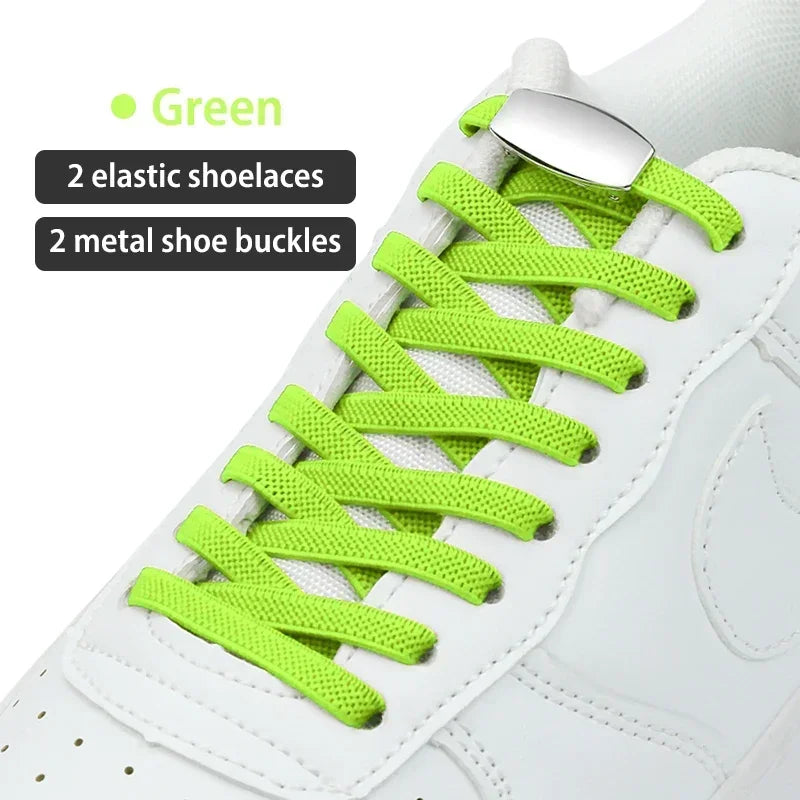 No-Tie Elastic Shoelaces with Metal Lock | Quick Fit for All Shoes