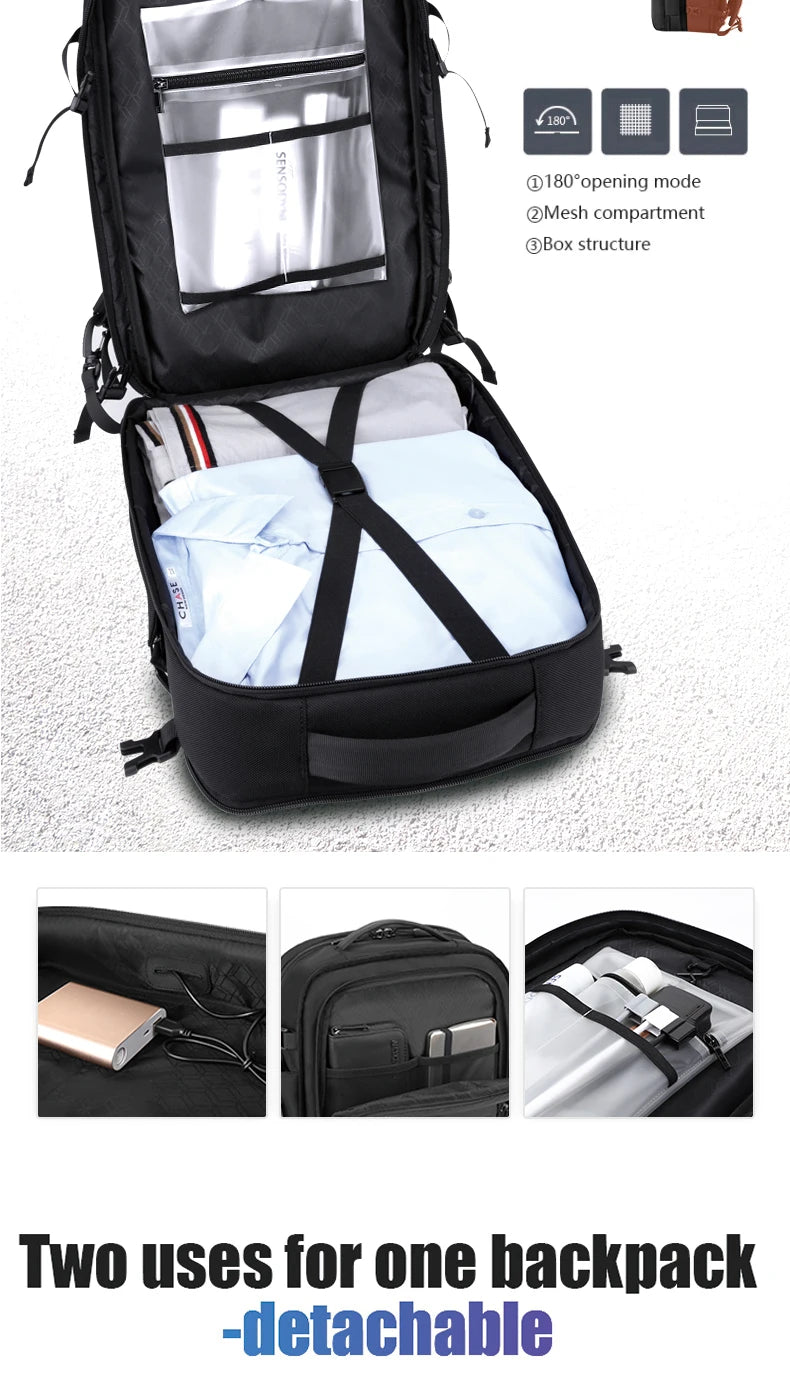 Waterproof 17.3" 2-in-1 Travel Laptop Backpack – 60L Large Capacity