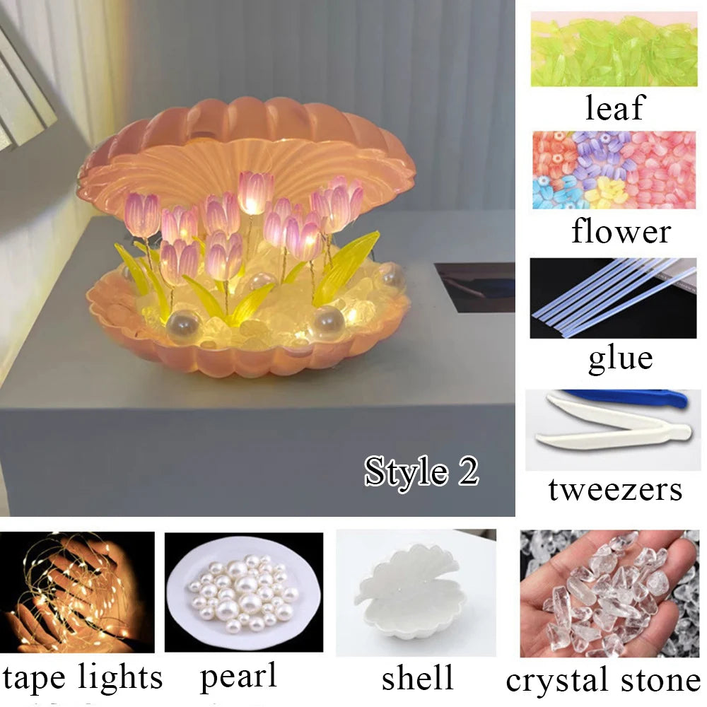 DIY Tulip LED Night Light – Battery Operated Flower Table Lamp
