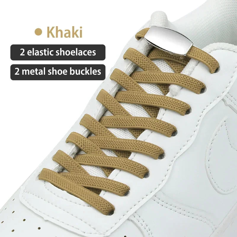 No-Tie Elastic Shoelaces with Metal Lock | Quick Fit for All Shoes