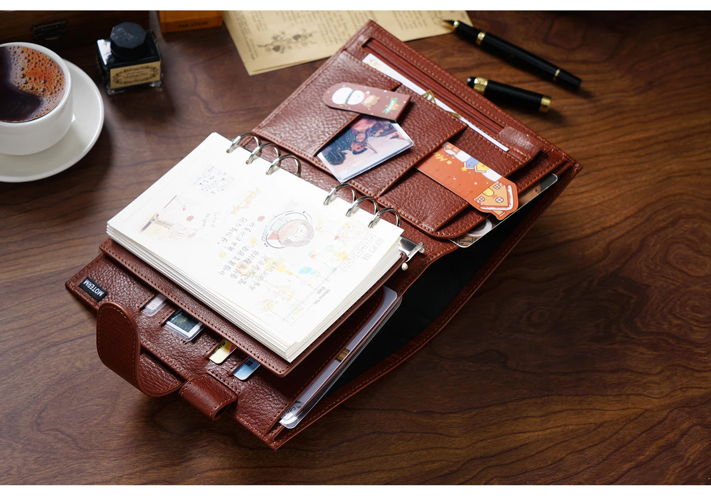 Full Grain Leather Planner with Rings – Personal Size Organizer