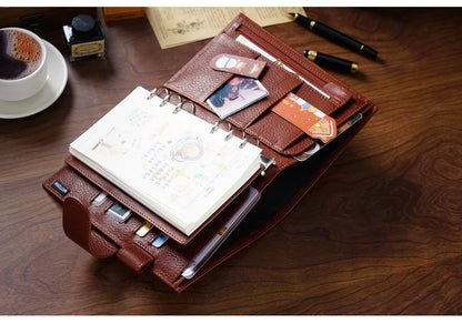 Full Grain Leather Planner with Rings – Personal Size Organizer