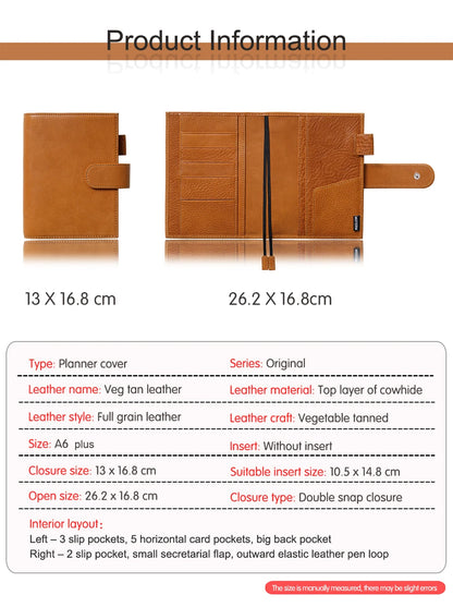A6 Plus Leather Notebook Cover – Full Grain Vegetable Tanned