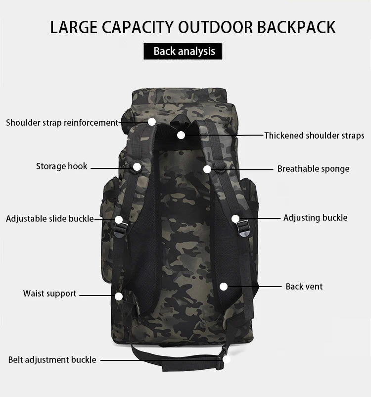 80L Large Capacity Waterproof Camouflage Outdoor Backpack