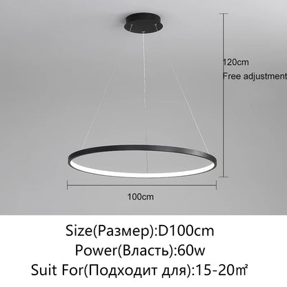 Modern Round LED Pendant Light – Black/White Minimalist Chandelier