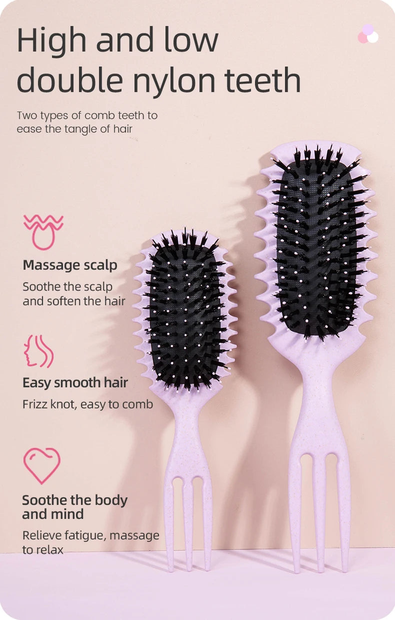 Curly Hair Styling Brush – Nylon Detangling & Volumizing Comb