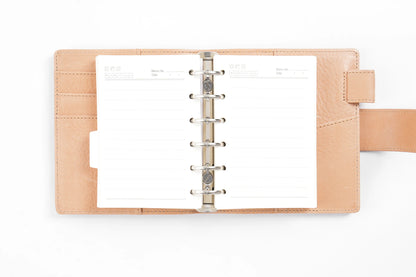 Pocket/A7 Ring Planner – 25mm Vegetable Tanned Leather Organizer