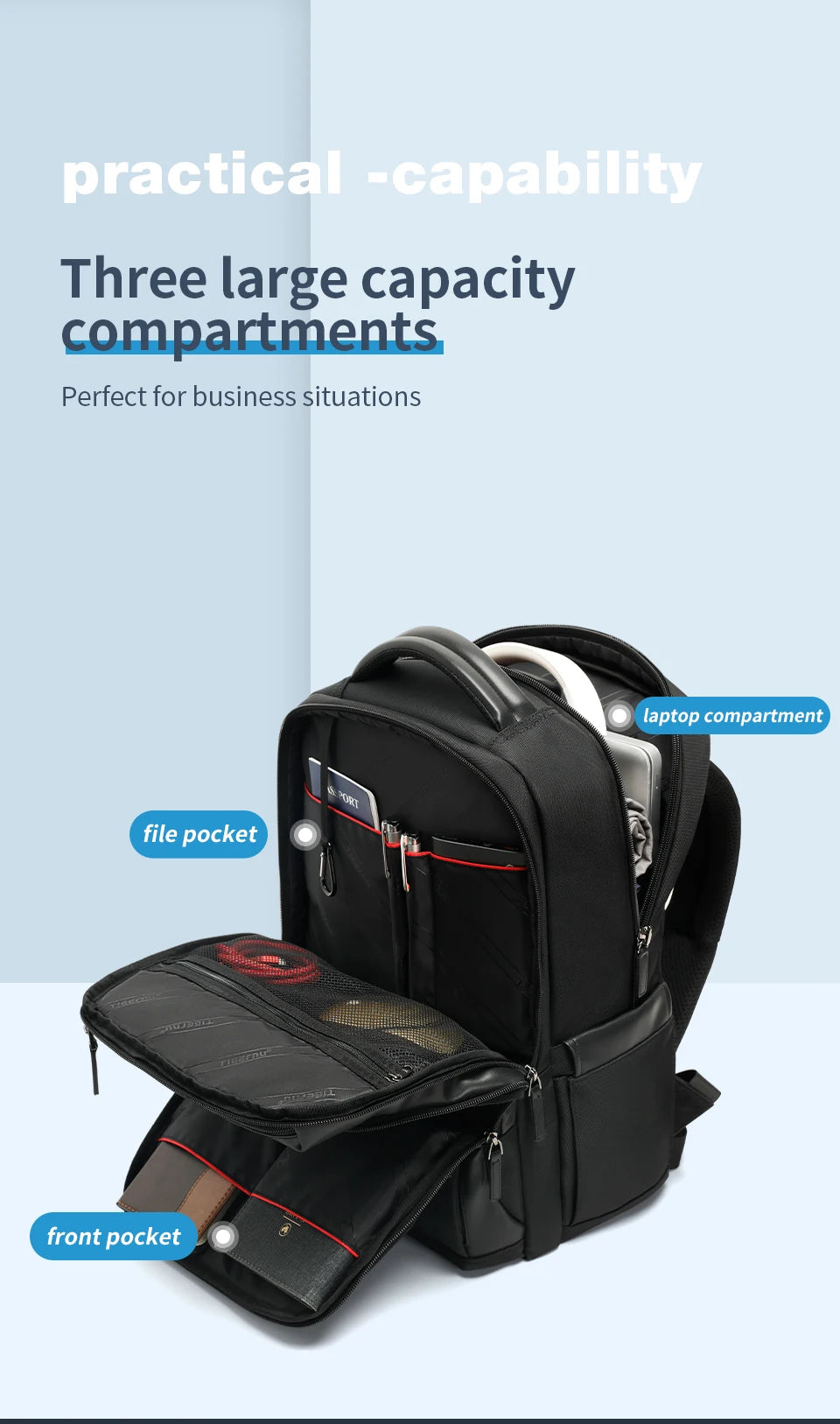 Travel Backpack for Men – Fits 14, 15.6 & 17 Inch Laptops