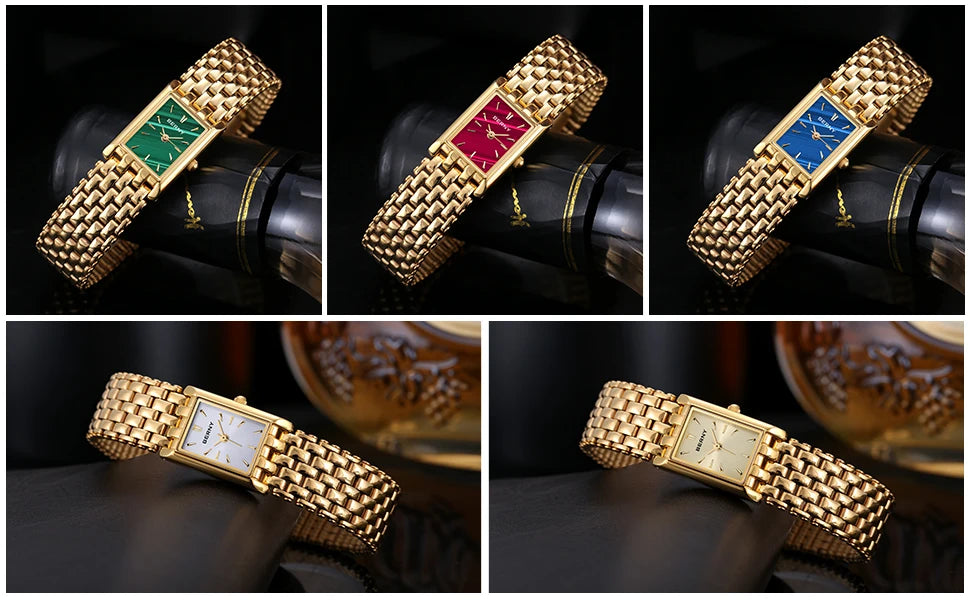 Gold Square Women’s Quartz Wristwatch | Luxury Fashion Watch