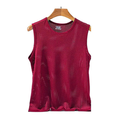 Men’s Ice Silk Mesh Tank Top Bodybuilding Fitness Vest