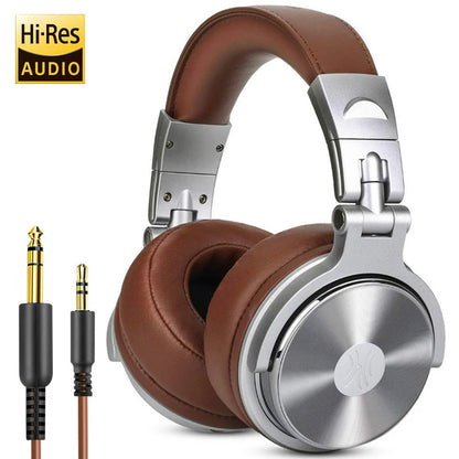 Professional Wired DJ Headphones – Over Ear with Mic & Hi-Res Audio
