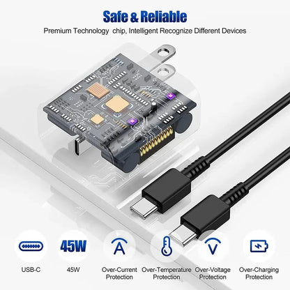 PD 45W USB-C Wall Charger – Fast Adapter for Samsung & iPhone 15