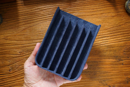 Vintage Genuine Leather Pen Pouch – 6-Slot Removable Tray Case