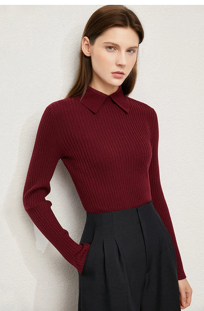 Women’s Slim Fit Striped Sweater – Autumn Office Basic Knitted Top
