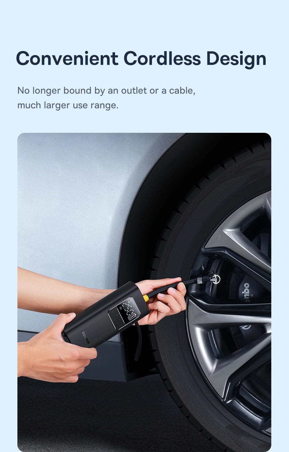 Wireless Portable Car Air Pump – Electric Tire Inflator with LCD