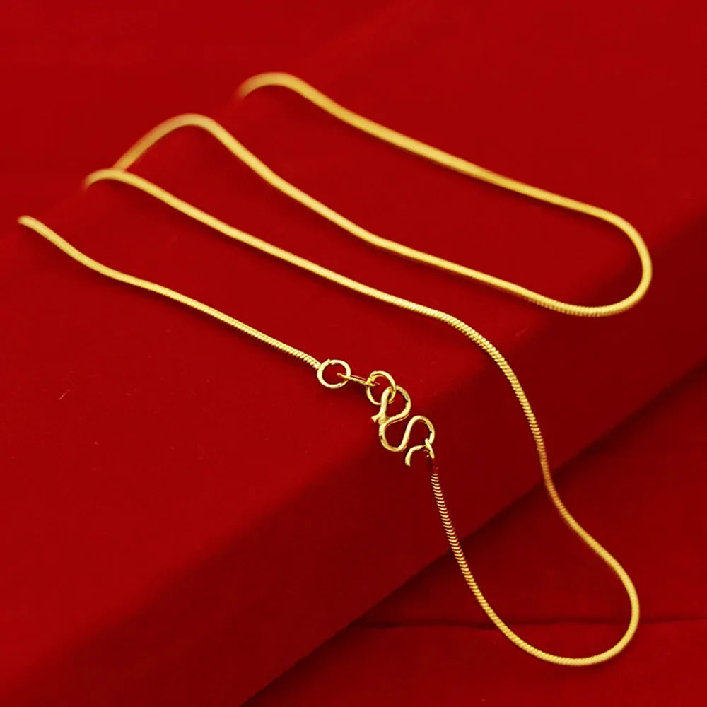 Yellow Gold Plated Wave Chain Necklace – 45cm Snake, Box, O Links