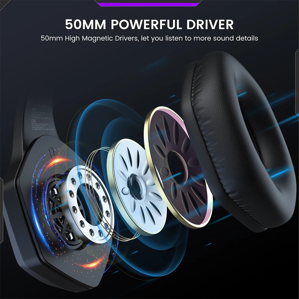 Cartmela E1000 WT Wireless Gaming Headset – 7.1 Surround with ENC Mic