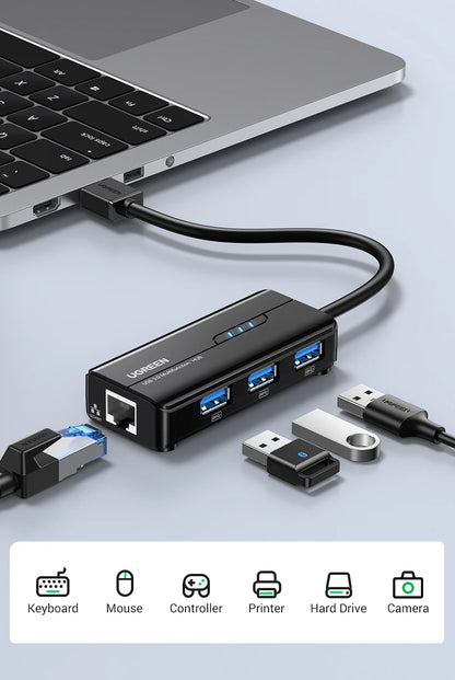 USB 3.0 1000Mbps Ethernet Adapter – RJ45 LAN Network Hub